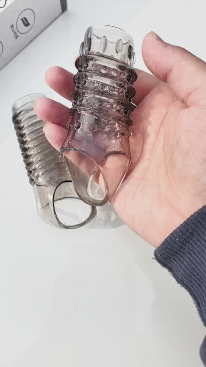 Ribbed Reusable Silicone Penis Sleeve-VIP23